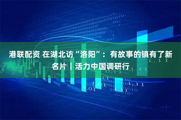 港联配资 在湖北访“洛阳”：有故事的镇有了新名片｜活力中国调研行
